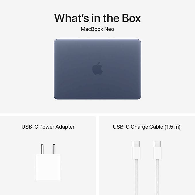 Apple 13-inch MacBook Neo: Apple A18 Pro chip with 6 core CPU and 5 core GPU, 8GB, 256GB SSD - Indigo