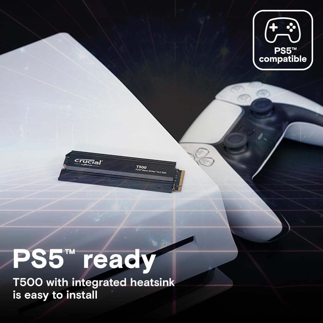 CRUCIAL T500 1TB PCIE GEN4 NVME M.2 SSD WITH HEATSINK CT1000T500SSD5