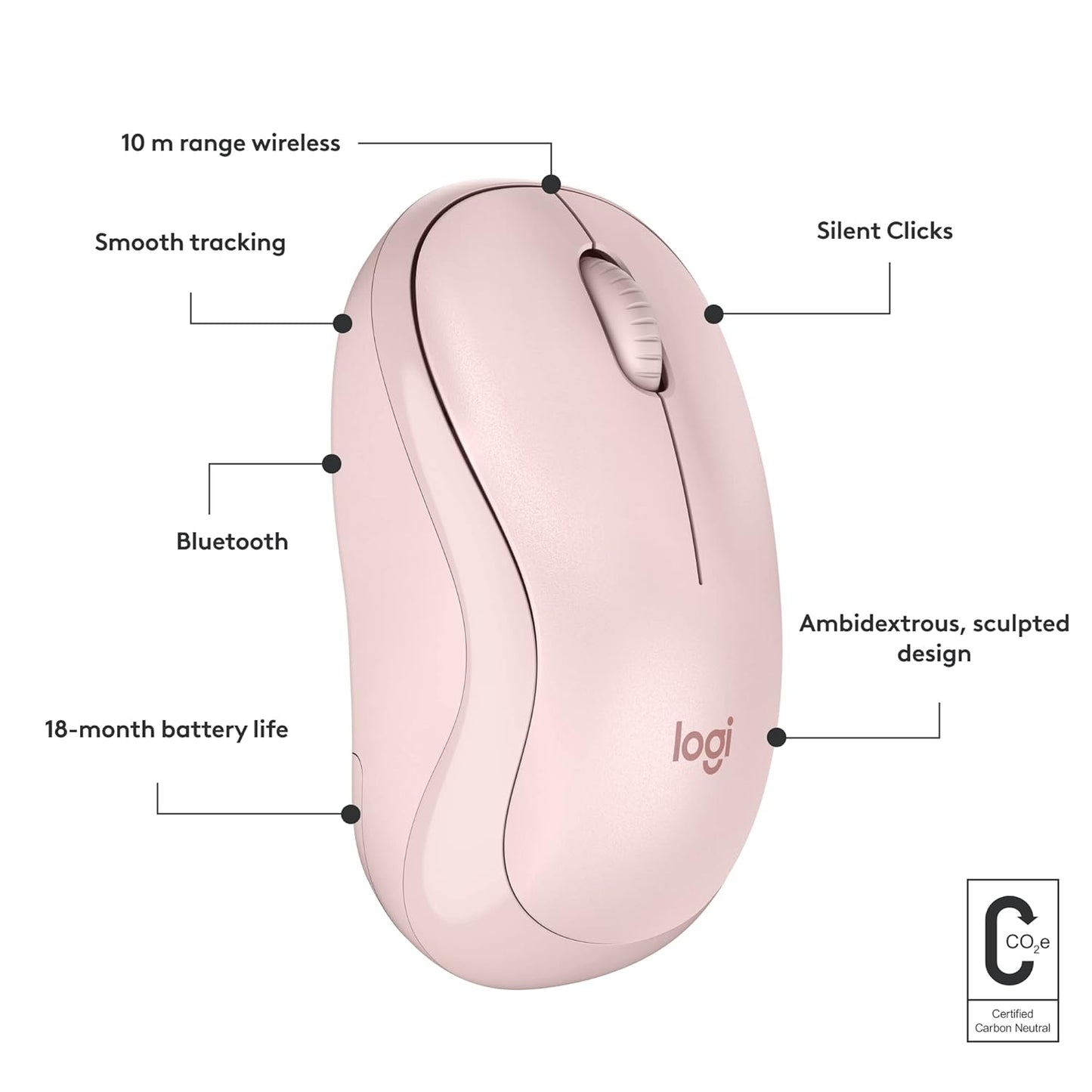 LOGITECH M240 SILENT BLUETOOTH MOUSE, WIRELESS ROSE