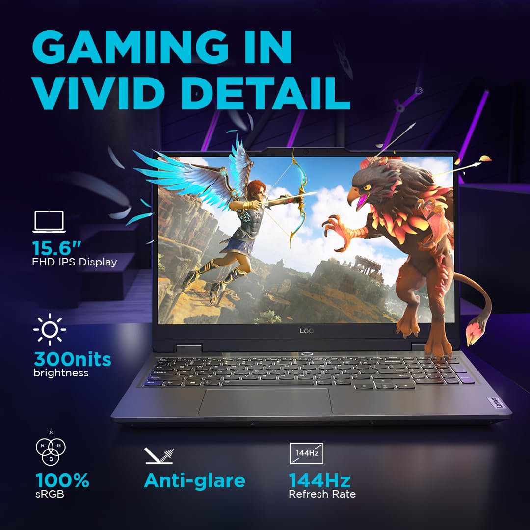 Lenovo LOQ AMD Ryzen 5 7235HS | NVIDIA RTX 3050A 4GB (12GB RAM/512GB SSD/144Hz Refresh Rate/15.6" (39.6cm)/Windows 11/Office Home 2024/3 Mon. Game Pass/Grey/2.4Kg), 83JC00HNIN AI Gaming Laptop