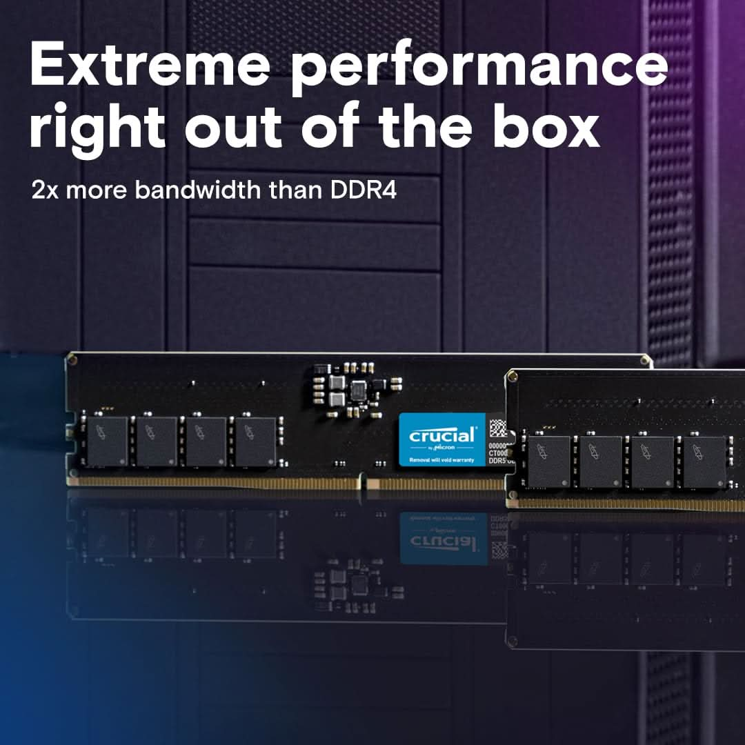 CRUCIAL 32GB DDR5-4800 UDIMM CL40 (16GBIT) RAM CT32G48C40U5