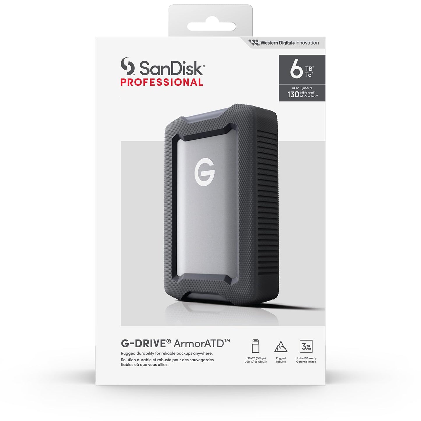 SANDISK PROFESSIONAL 6TB G-DRIVE ARMORATD - EXTERNAL HARD DRIVE HDD, SDPHE1G-006T-GBAND