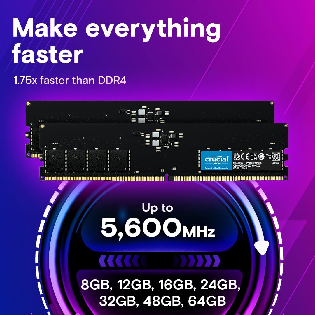 CRUCIAL 8GB DDR5-5600 UDIMM CL46 (16GBIT) CT8G56C46U5