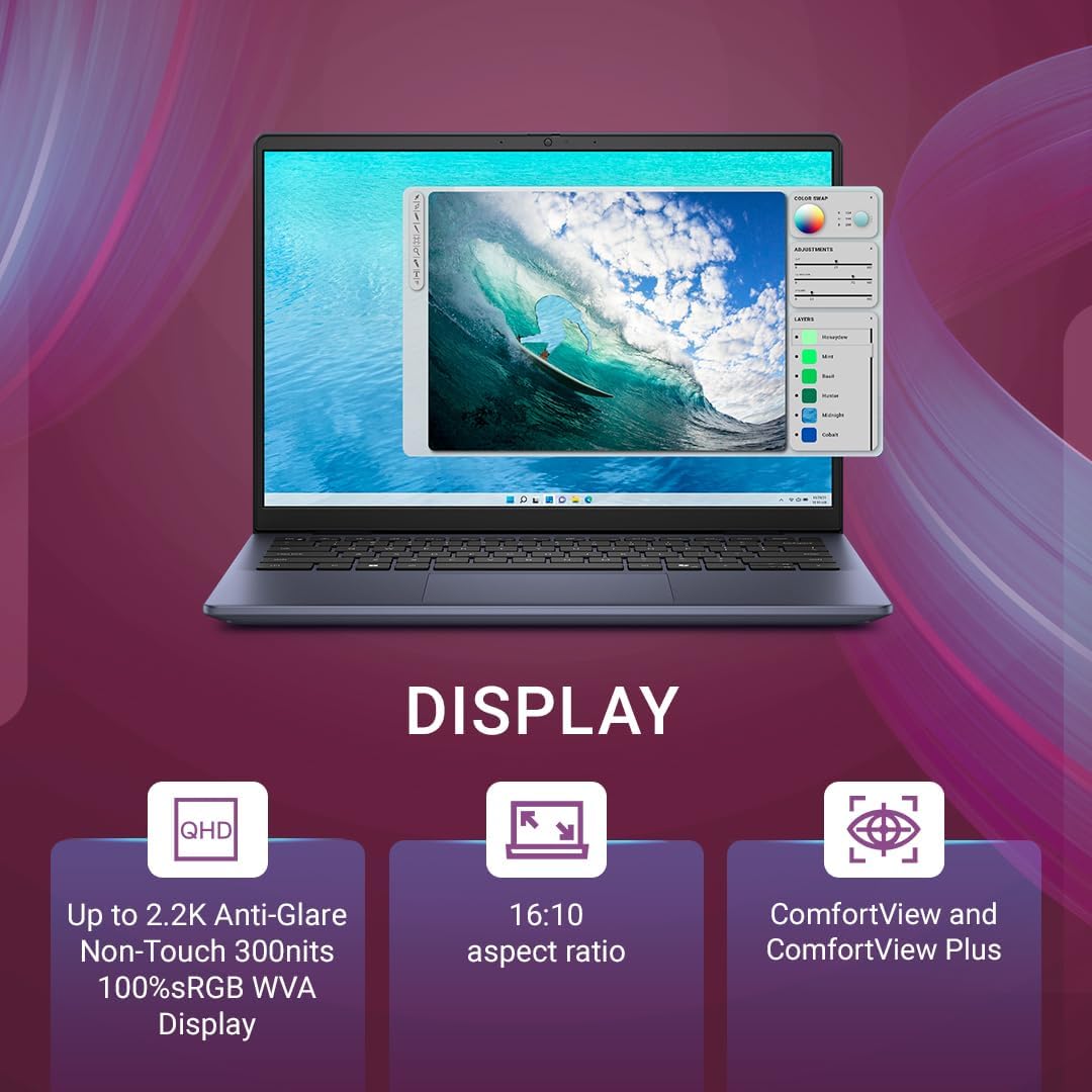 Dell Inspiron 5440, Intel Core i5-1334U, 13th Gen, 16GB RAM, 512GB SSD, FHD, 14"/35.56cm, Windows 11, MS Office 21, Ice Blue, 1.54KG, Backlit Keyboard