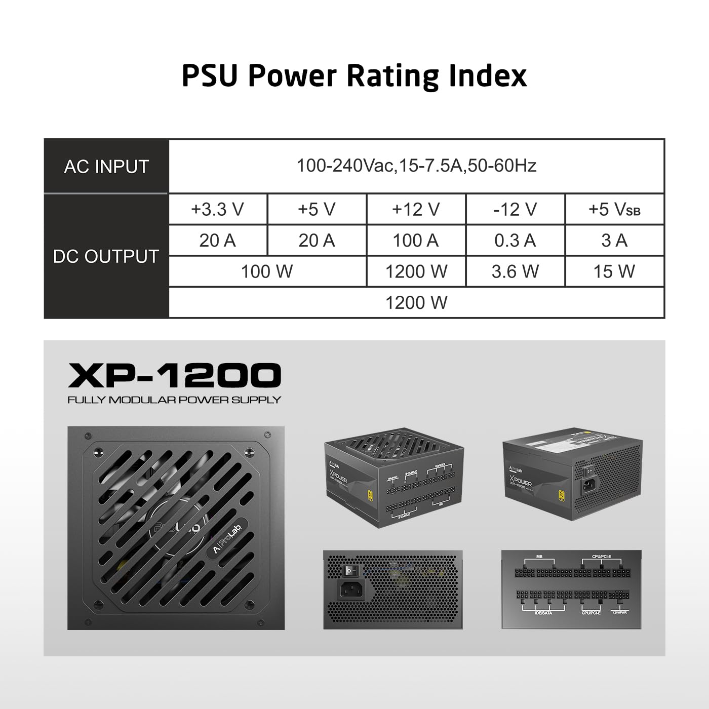 PROLAB DESIGN XPOWER XP-1200 POWER SUPPLY UNIT ATX 3.1