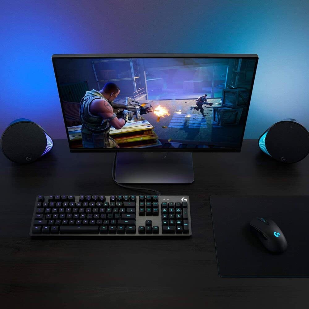 LOGITECH G 512 RGB BACKLIT MECHANICAL WIRED GAMING KEYBOARD WITH GX BLUE CLICKY KEY SWITCHES (CARBON)