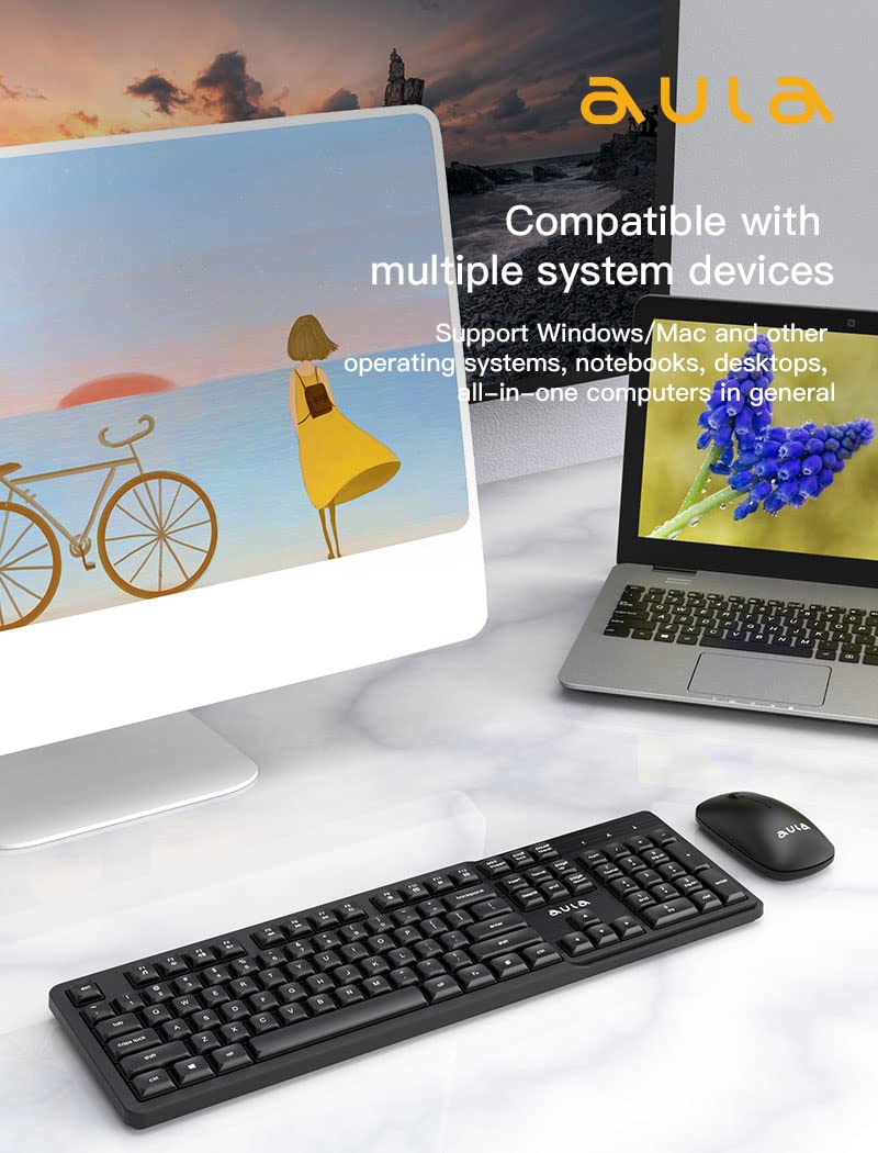 WIRELESS KEYBOARD & MOUSE COMBO,AC202B, BLACK