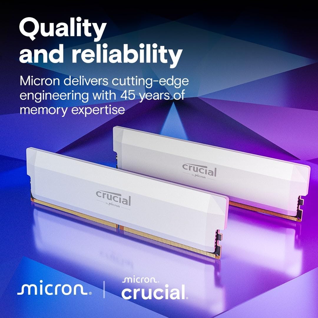 Crucial Pro OC 16GB DDR5-6400 UDIMM CL38 White CP16G64C38U5W