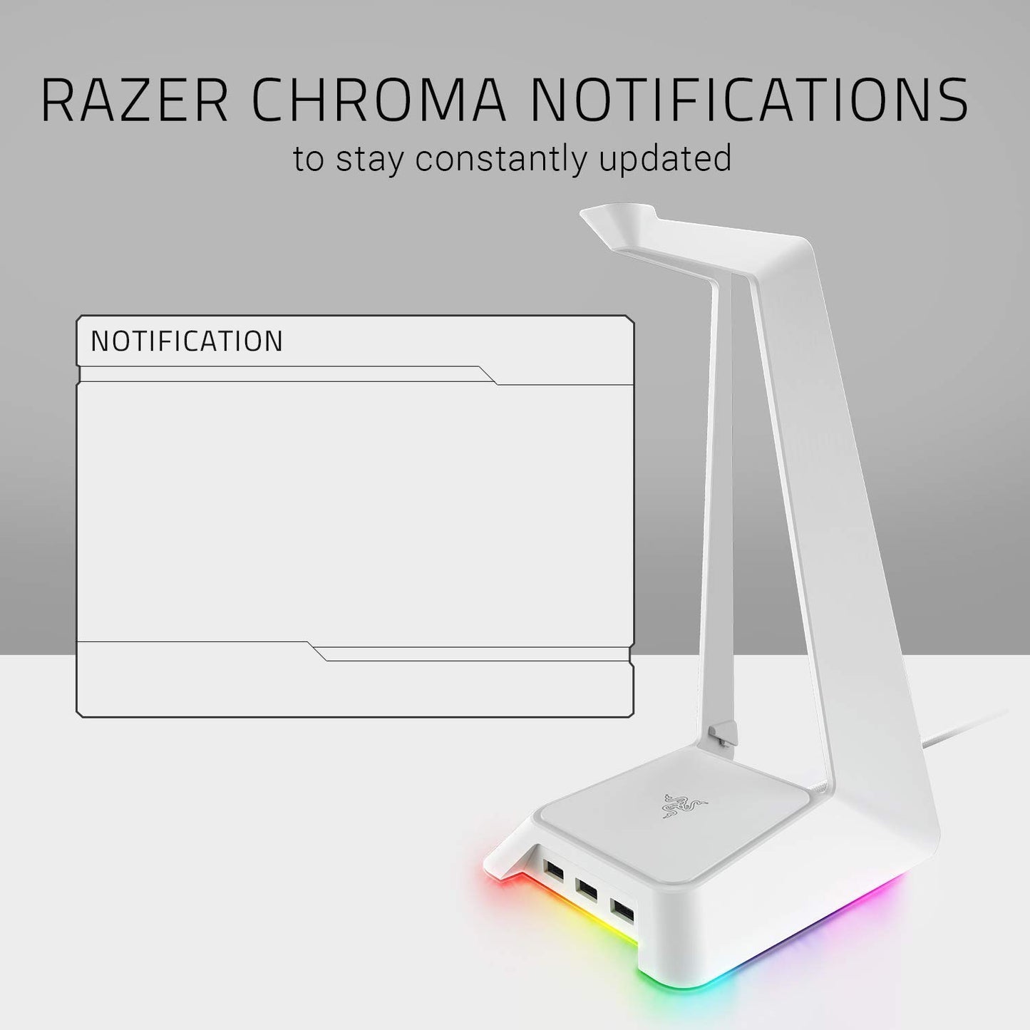 RAZER BASE STATION CHROMA - CHROMA ENABLED HEADSET STAND WITH USB HUB MERCURY