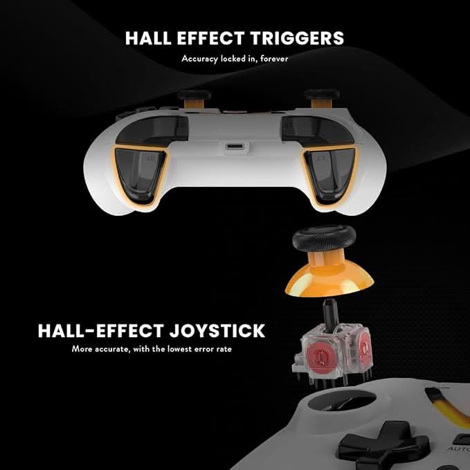 Cosmic Byte Ares Tri-Mode Wireless & Wired Controller for PC – 2.4GHz, Bluetooth, USB-C Wired, Hall Effect Joysticks, Dual Vibration (White)
