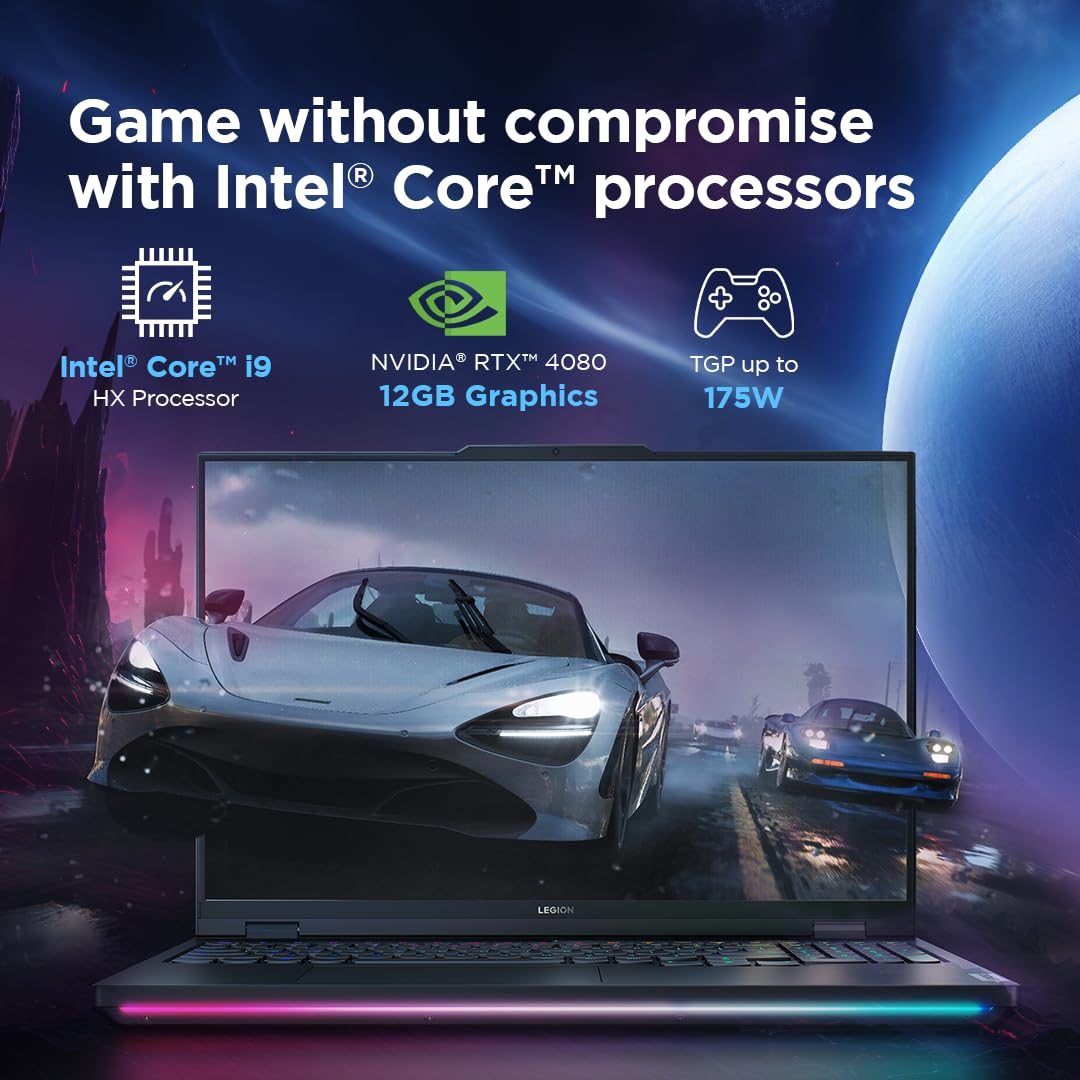 LENOVO LEGION PRO 7 INTEL CORE I9-14900HX 16 INCH (40.6CM) WQXGA IPS 500NITS 240HZ GAMING LAPTOP (32GB/1TB SSD/WIN 11/OFFICE 21/NVIDIA RTX 4080 12GB/100% DCI-P3/3MON XBOX GAME PASS/BLACK/2.6KG),83DE001HIN