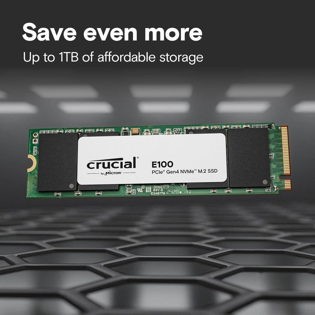 CRUCIAL E100 1TB PCIE GEN4 2280 NVME M.2 SSD CT1000E100SSD8