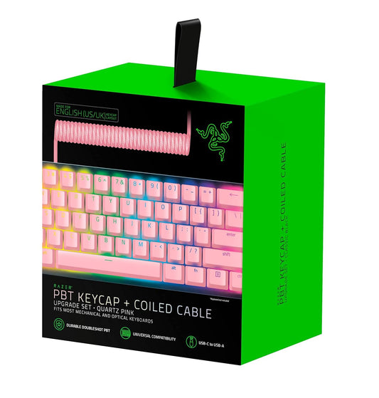 RAZER PBT KEYCAP + COILED CABLE UPGRADE SET- QUARTZ PINK - FRML PACKAGING