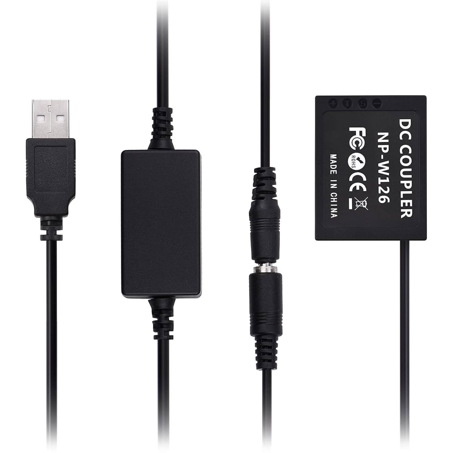 FUJIFILM CP-W126 USB POWER KIT DC COUPLER DUMMY BATTERY REPLACE OF NP-W126 BATTERY WITH USB DC CONVERTER POWER CABLE SINGLE USB INPUT COMPATIBLE WITH X-T2 X-T3 X-T10 X-T20 X-T100 XH1 X100F XA3'