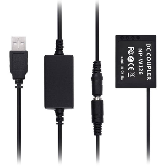 FUJIFILM CP-W126 USB POWER KIT DC COUPLER DUMMY BATTERY REPLACE OF NP-W126 BATTERY WITH USB DC CONVERTER POWER CABLE SINGLE USB INPUT COMPATIBLE WITH X-T2 X-T3 X-T10 X-T20 X-T100 XH1 X100F XA3'