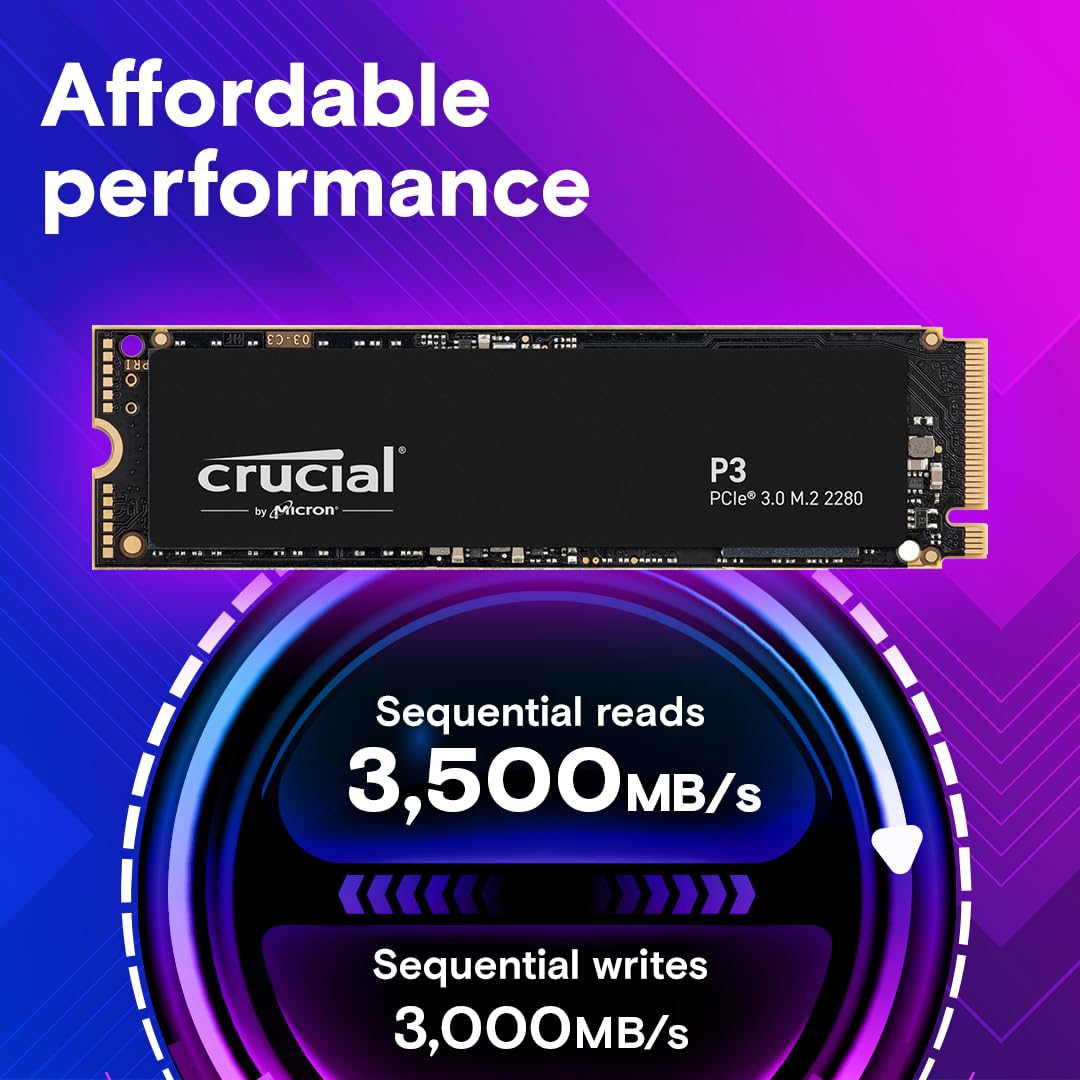 CRUCIAL P3 1TB PCIE 3.0 3D NAND NVME M.2 SSD, UP TO 3500MB/S - CT1000P3SSD8