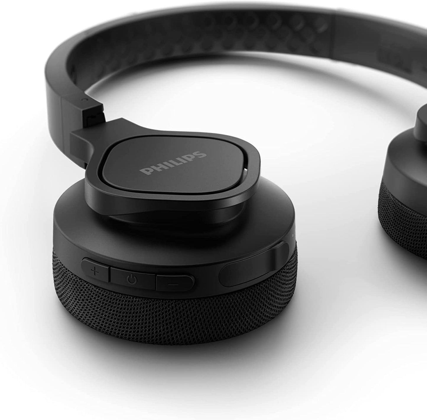 PHILIPS AUDIO TAA4216 ON-EAR SPORTS BLUETOOTH HEADPHONES WITH IP55 DUST/WATER PROTECTION, 35 HOURS PLAY TIME, COOLING & WASHABLE EAR CUPS, QUICK CHARGE, 40 MM DRIVERS AND BUILT-IN MIC (BLACK)