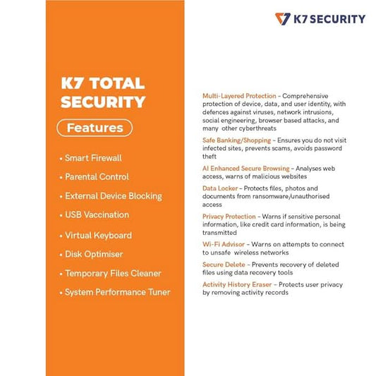 K7 Security K7, Total Security, 1 User, Email Delivery In 2 Hours