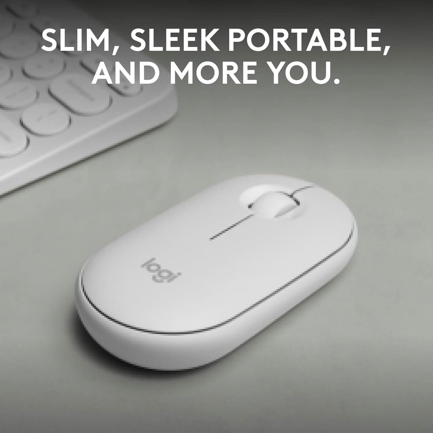Logitech Pebble Mouse 2 M350s Slim Bluetooth Wireless Mouse- Tonal White
