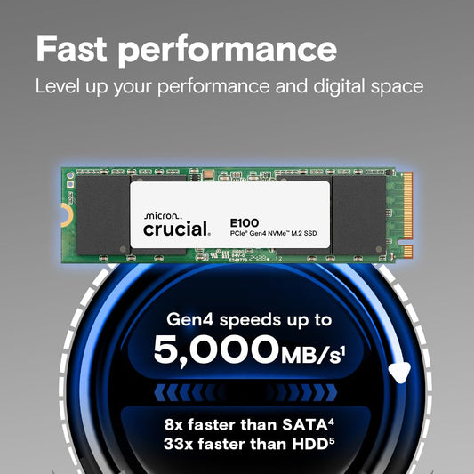 CRUCIAL E100 480GB PCIE GEN4 2280 NVME M.2 SSD CT480E100SSD8