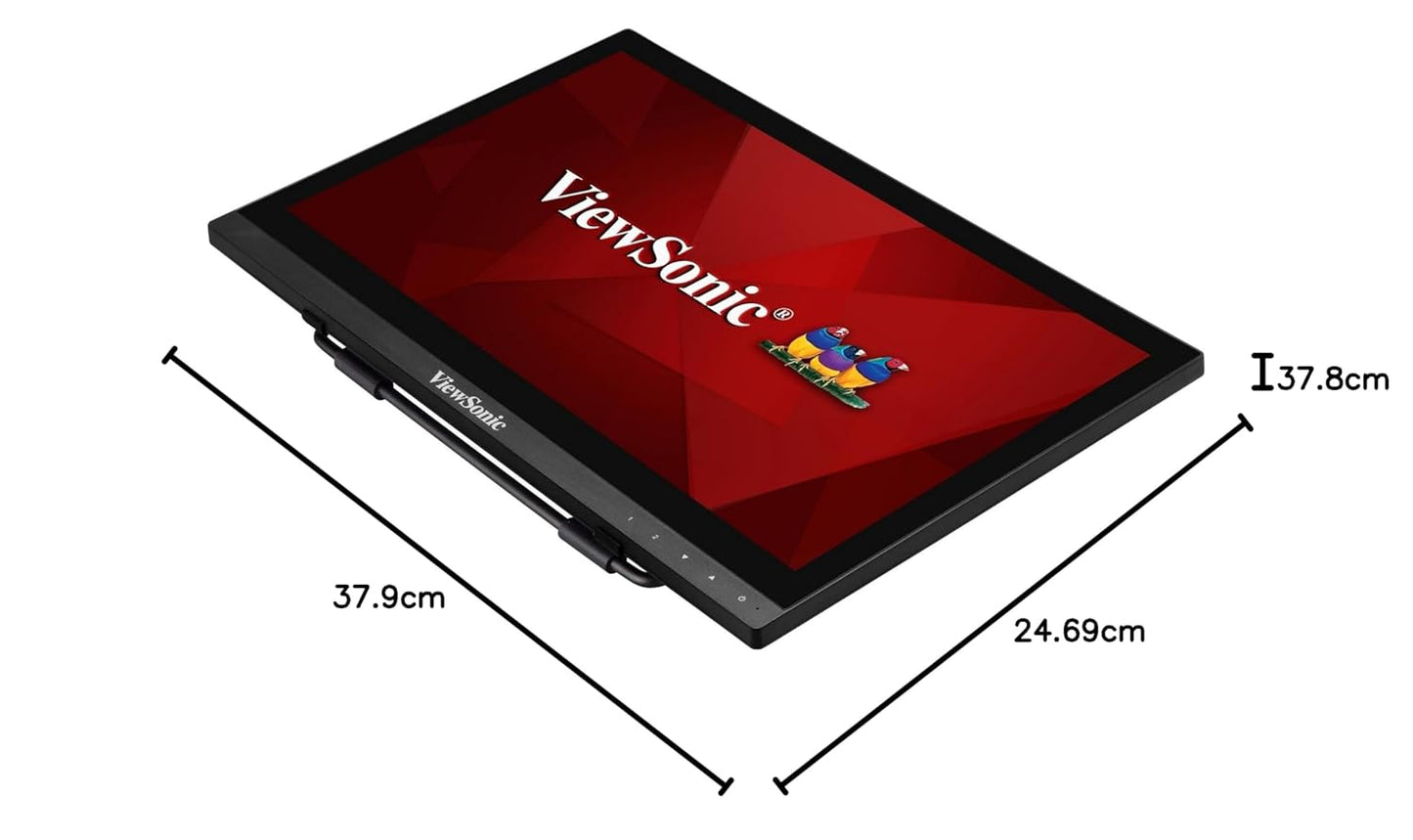 ViewSonic TD1630-3 40.64 Cm(16") Touch Portable Monitor with10-Point Capacitive Touch | Advanced Ergonomic | 7H Hardness Screen | EyeCare | Integrated Speakers| VGA| HDMI |USB 2.0 Type B
