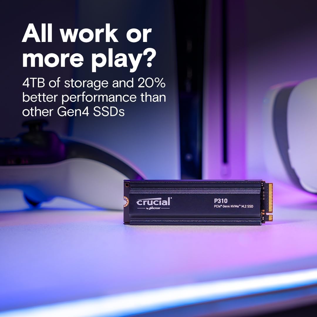 CRUCIAL P310 2TB PCIE GEN4 2280 NVME M.2 SSD WITH HEATSINK CT2000P310S