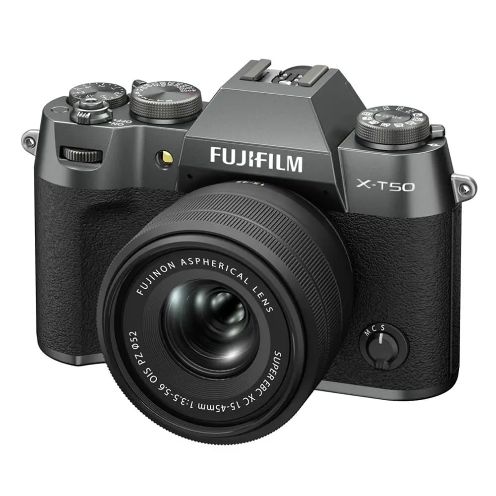 FUJIFILM X-T50 40 MP APS-C X-TRANS SENSOR|RETRO STYLE MIRRORLESS CAMERA|4K/6.2K VLOGGING|HIGH SPEED RECORDING FHD 240FPS|ADVANCE AF WITH 15-45MM OPTICAL ZOOM LENS F/3.5-5.6 - CHARCOAL