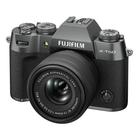 FUJIFILM X-T50 40 MP APS-C X-TRANS SENSOR|RETRO STYLE MIRRORLESS CAMERA|4K/6.2K VLOGGING|HIGH SPEED RECORDING FHD 240FPS|ADVANCE AF WITH 15-45MM OPTICAL ZOOM LENS F/3.5-5.6 - CHARCOAL