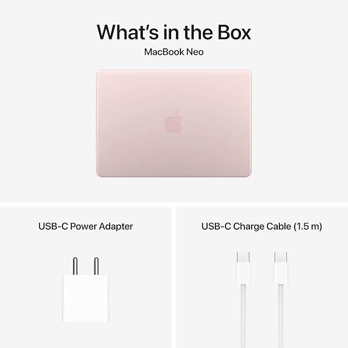 Apple 13-inch MacBook Neo: Apple A18 Pro chip with 6 core CPU and 5 core GPU, 8GB, 512GB SSD, Touch ID - Blush