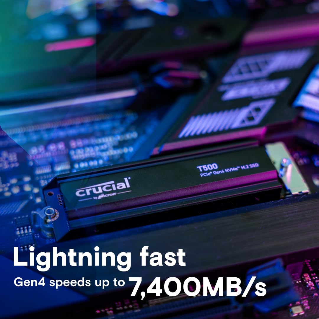 CRUCIAL T500 1TB PCIE GEN4 NVME M.2 SSD WITH HEATSINK CT1000T500SSD5