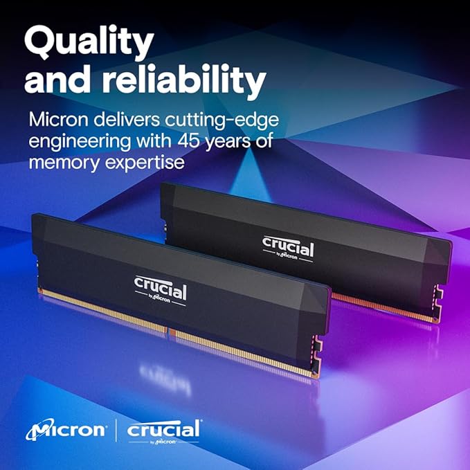 CRUCIAL PRO OC 16GB DDR5-6400 UDIMM CL38 BLACK CP16G64C38U5B