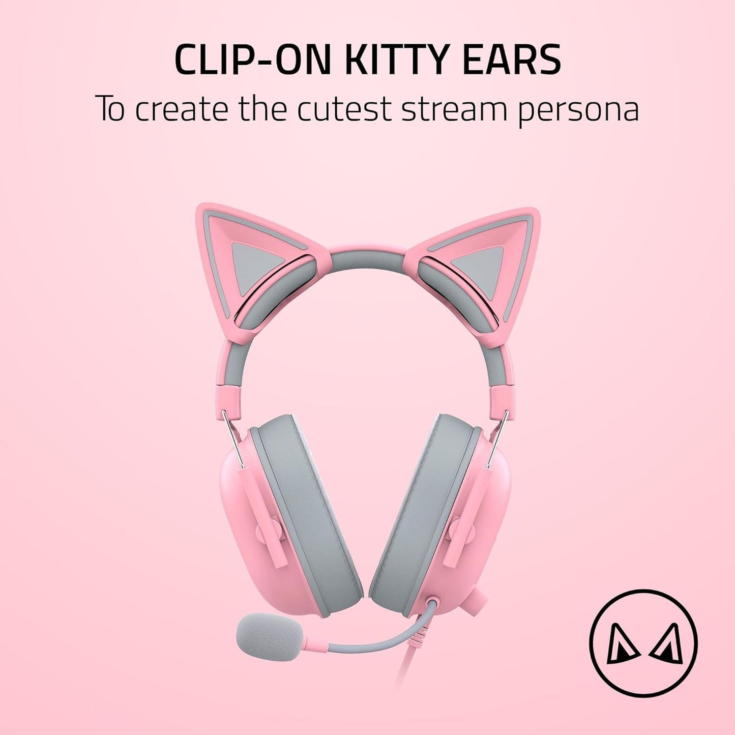 RAZER KITTY EARS V2 - UNIVERSAL FIT CLIP-ON KITTY EARS FOR HEADSETS - QUARTZ EDITION - FRML PACKAGING