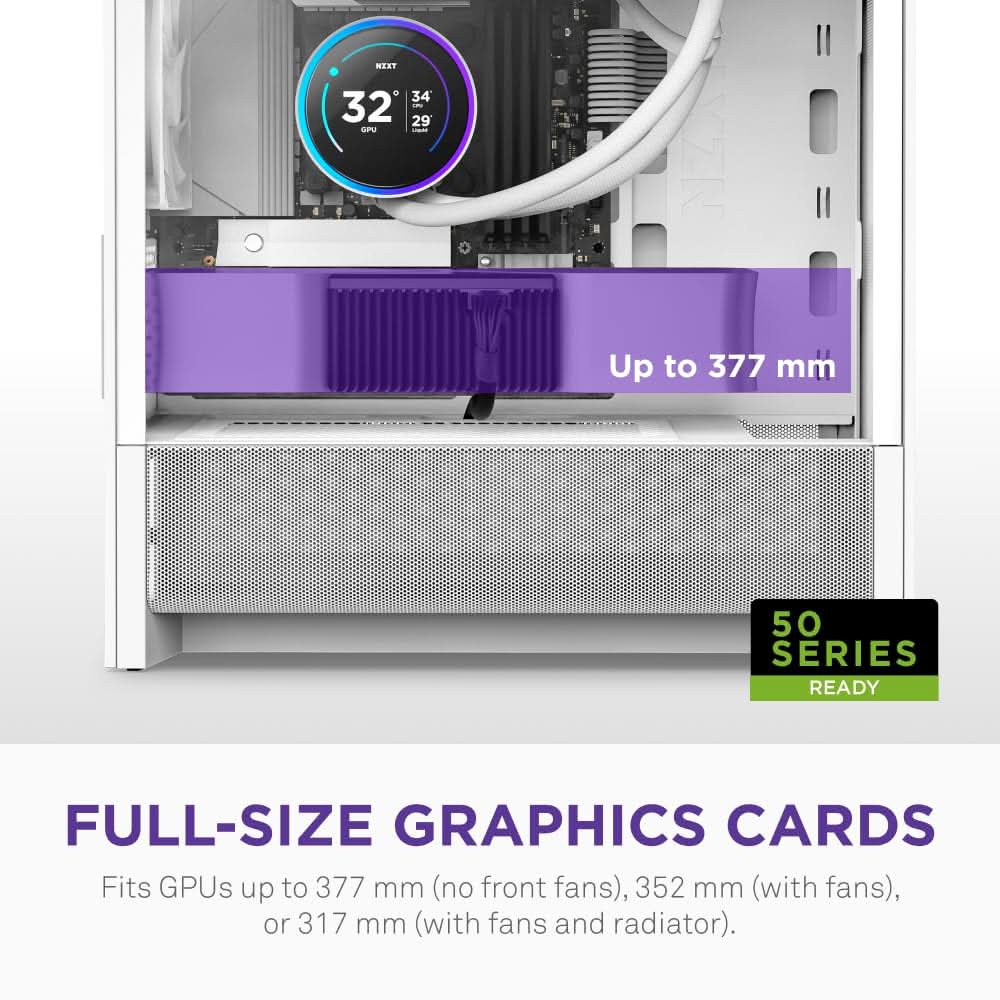 NZXT H3 Flow (2025) Micro-ATX Mid-Tower Gaming Cabinet - White (CC-H31FW-01)