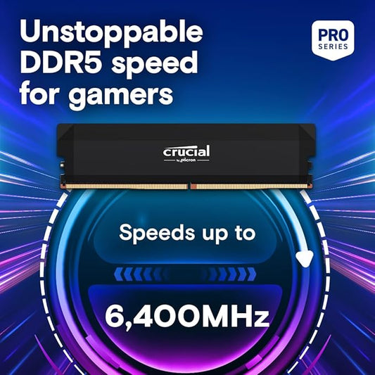 CRUCIAL PRO OC 16GB DDR5-6400 UDIMM CL38 BLACK CP16G64C38U5B