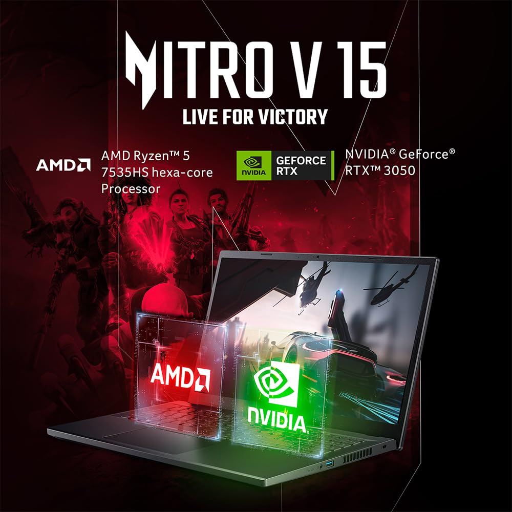 ACER NITRO V15 NH.QPESI.001 [R7-7735HS RYZEN/16GB/512GB SSD/WIN11 HOME/15.6 INCH/6GB-RTX4050 GRAPHICS /1 YEAR(S)/BLACK]