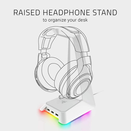 RAZER BASE STATION CHROMA - CHROMA ENABLED HEADSET STAND WITH USB HUB MERCURY