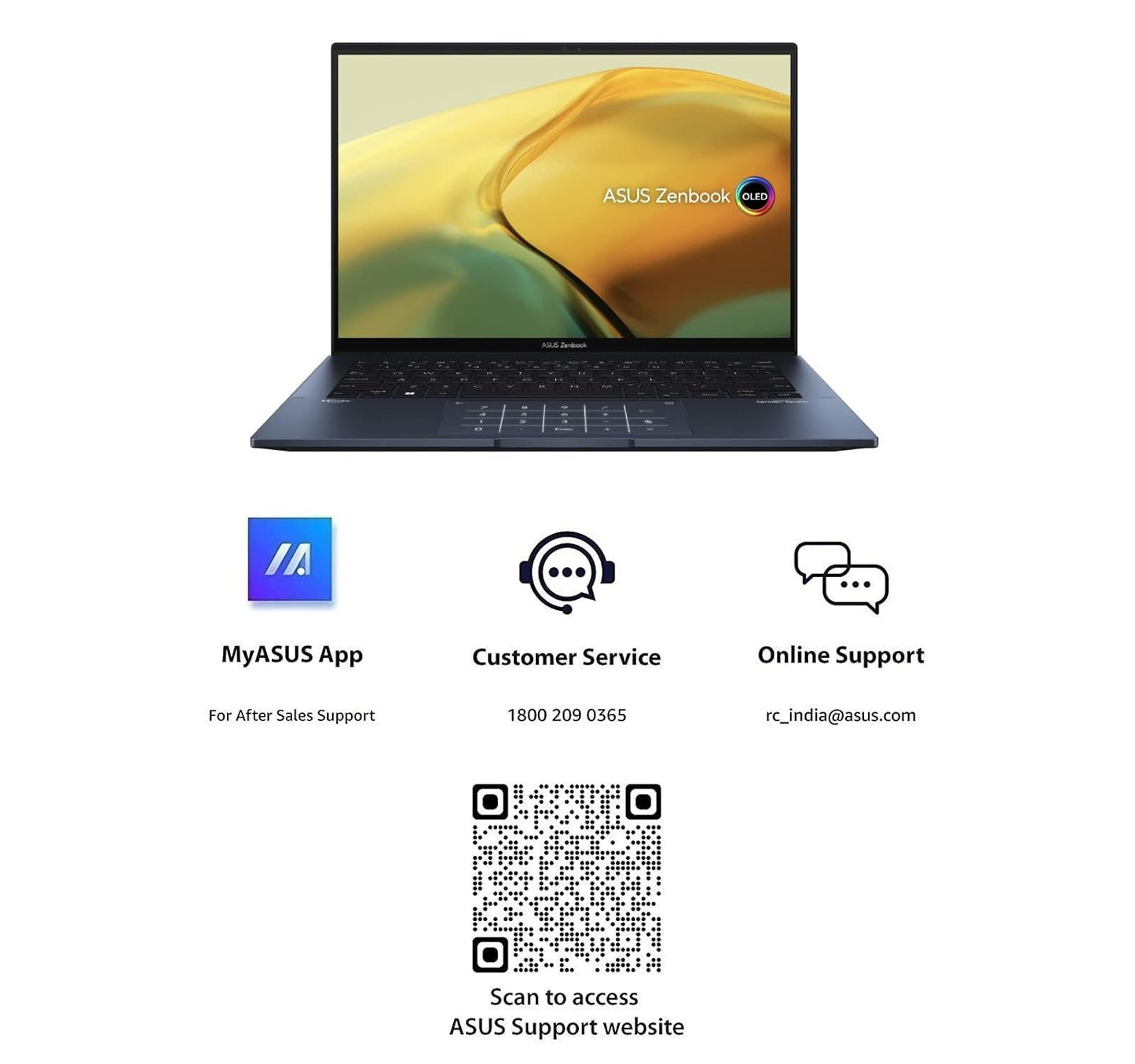 ASUS ZENBOOK 14 OLED (2023), INTEL CORE I7-1360P 13TH GEN, 14" (35.56 CM) 2.8K 90HZ OLED, THIN & LIGHT LAPTOP (16GB/512GB SSD/IRIS XE/WIN 11/OFFICE 2021/75W BATTERY/BLUE/1.39 KG), UX3402VA-KN741WS