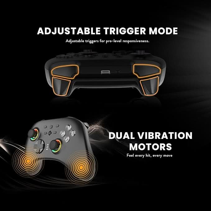 Cosmic Byte Stellaris Controller, 3 Modes Wifi/Bluetooth/Wired for PC, iOS, Android, Hall Effect Trigger and Upgraded TMR Joystick Black