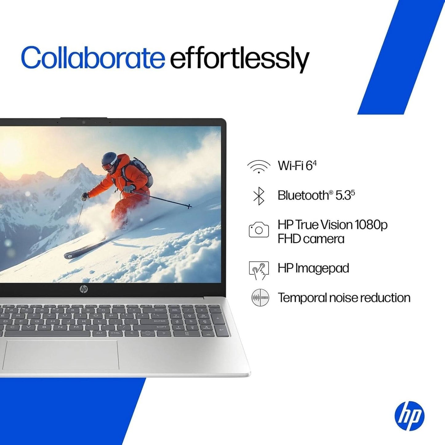 HP 15-fd0665TU Laptop, Intel Core 5 120U, 16GB RAM, 512GB SSD, 15.6 Inch FHD Display, Windows 11 Home, Microsoft Office, Natural Silver