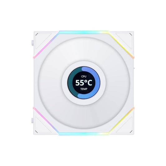 LIAN LI UNI FAN TL LCD ARGB WHITE 120MM CABINET FAN (TRIPLE PACK)