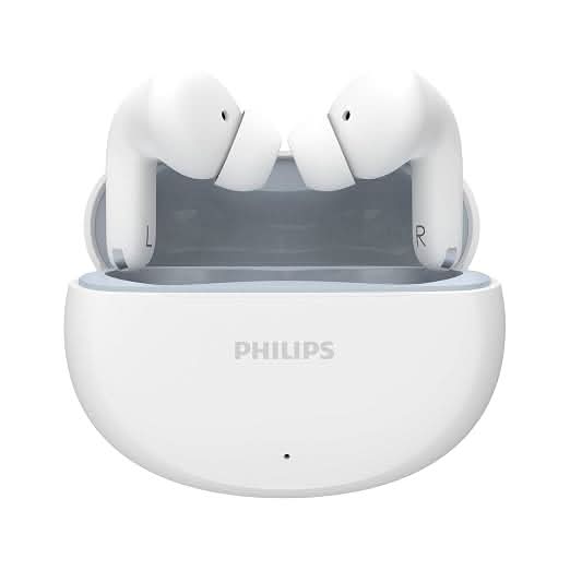 Philips TAT1269BKHP Bluetooth Truly Wireless in Ear Earbuds with mic, 13mm Drivers, BT 5.4, 40H Playtime, IPX5, Fast Charging White