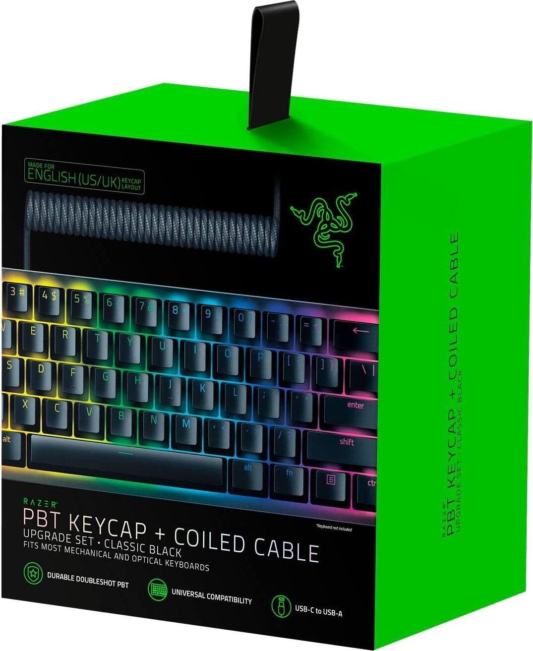 RAZER PBT KEYCAP + COILED CABLE UPGRADE SET- CLASSIC BLACK - FRML PACKAGING