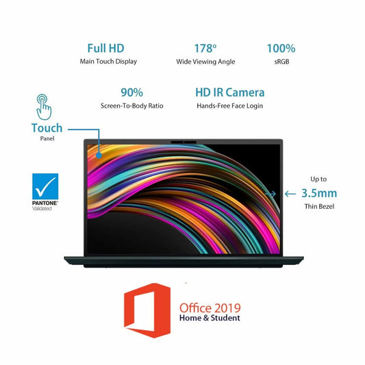 ASUS ZenBook Duo Intel Core i7-10510U 10th Gen 35.56 cm ( 14-inch) FHD Thin and Light Touch Laptop (16GB RAM/1TB SSD/Windows 10/MS Office 2019/2GB NVIDIA GeForce MX250/1.60 Kg/Celestial Blue), UX481FL-HJ143TS