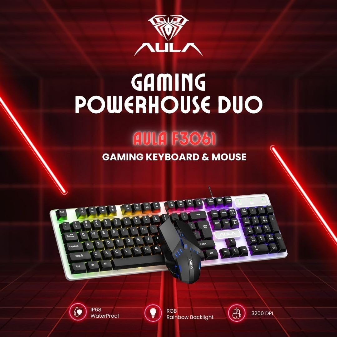 Aula F3061 Anti ghosting gaming keyboard and mouse combo Black