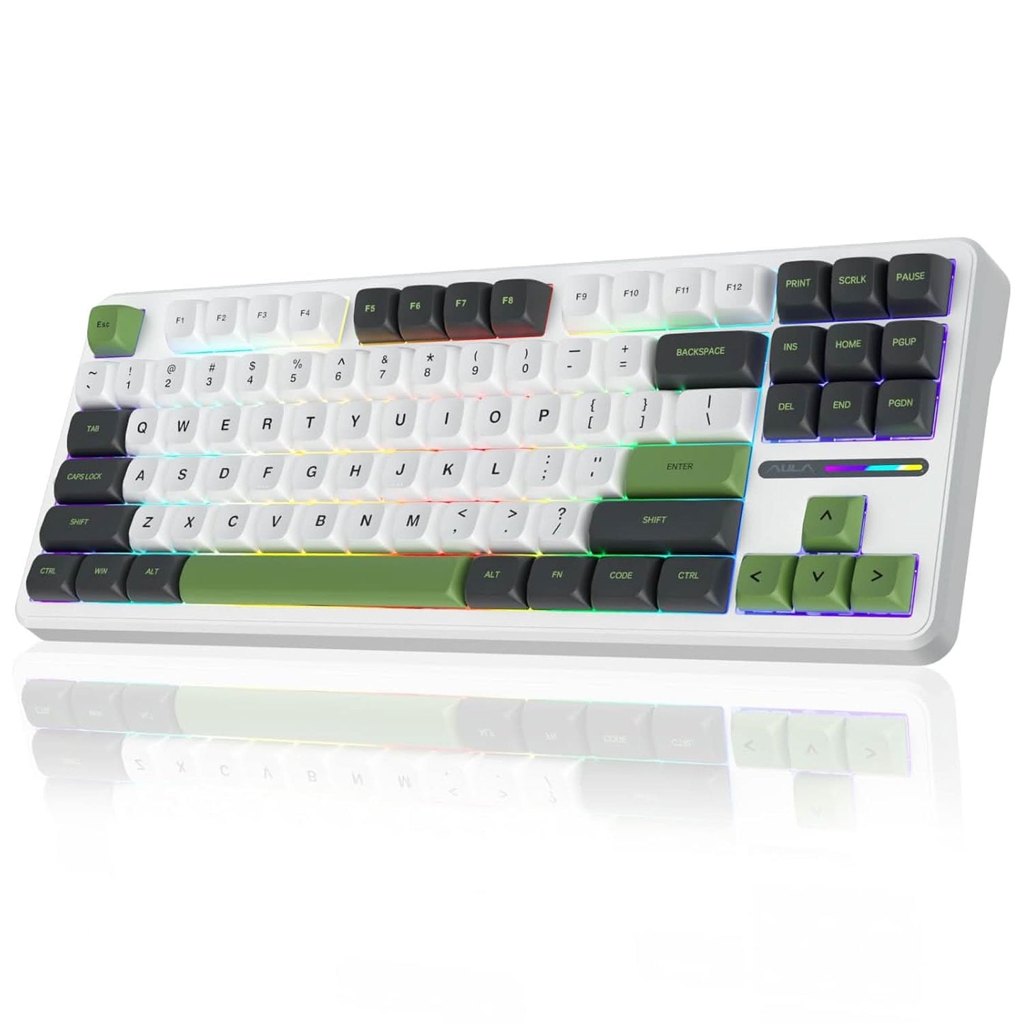 Aula F87 Green White Graywood Switch Mechanical Gaming Keyboard