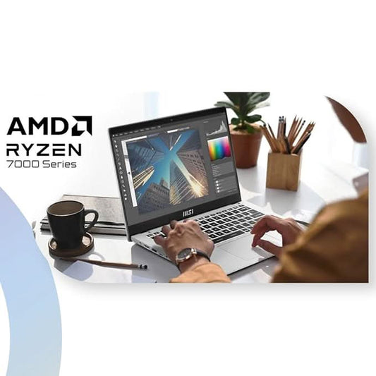 MSI Modern 14, AMD Ryzen 5 7430U, 36CM FHD 60Hz Gaming Laptop (8GB/512GB NVMe SSD/Windows 11 Home, MS Office 2024 + M365/AMD Radeon/Urban Silver/1.4Kg) C7M-105IN