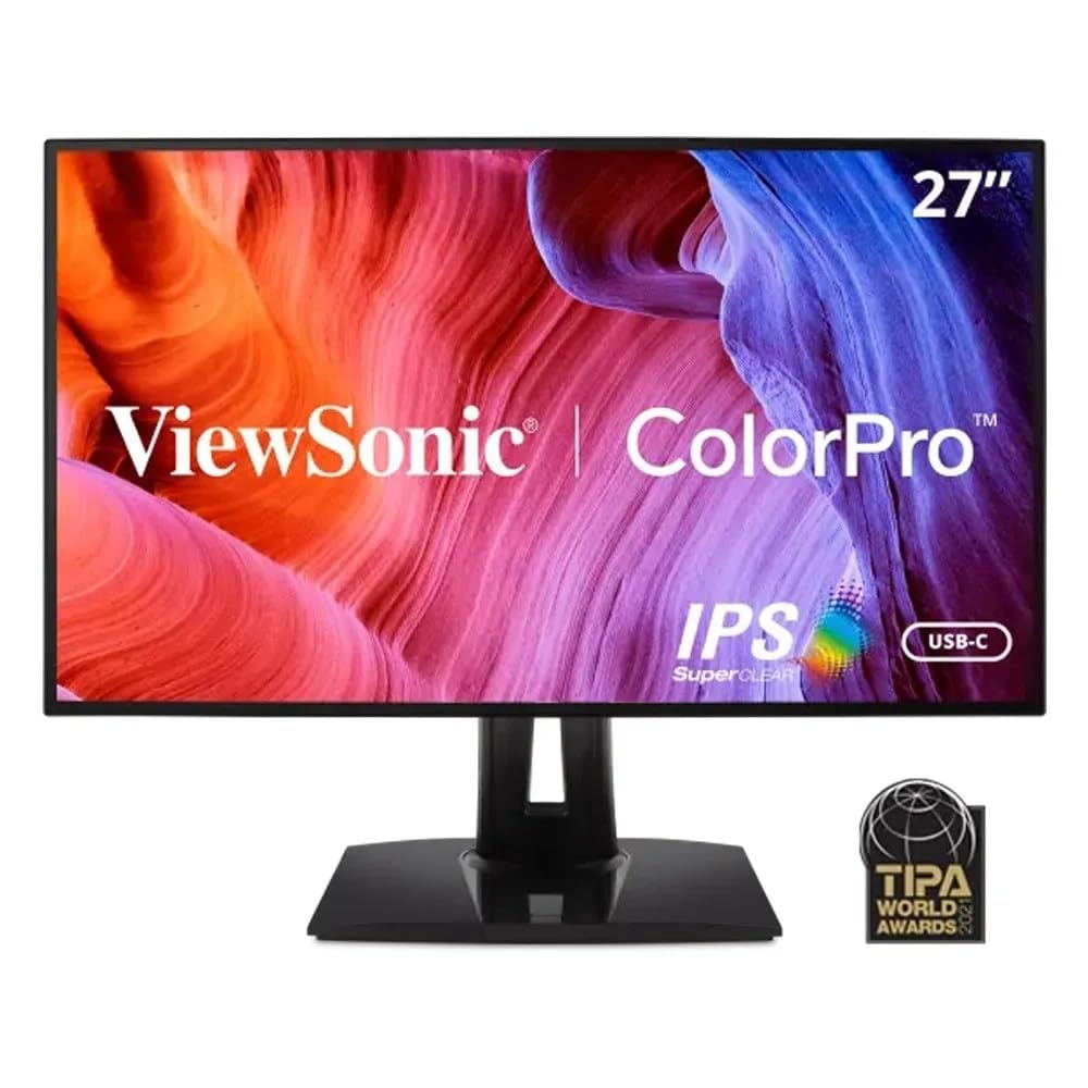 ViewSonic 68.58 Cm (27") Colorpro Professional 2K QHD IPS Monitor for Photography, Graphic Design, Delta-E,100% sRGB, Advance Ergonomics, Type-C 65W Charge Back, HDMI, DP, 113% sRGB -VP2768A