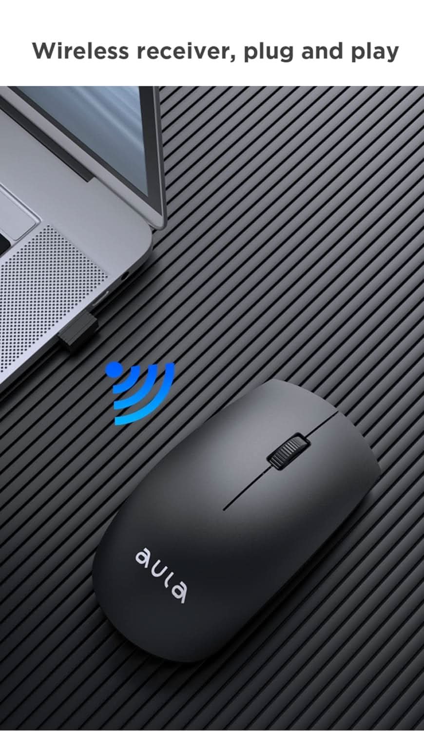 AULA Wireless Compact Mouse (AM201, Black)