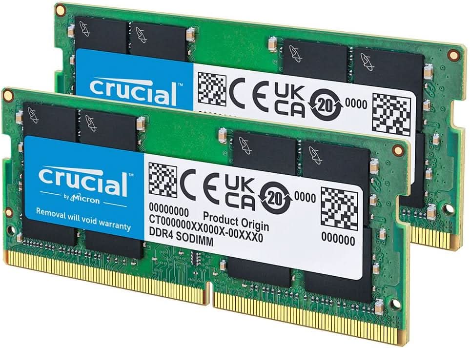 CRUCIAL 32GB KIT (2X16GB) DDR4-3200 SODIMM CL22 (8GBIT/16GBIT) RAM CT2K16G4SFRA32A