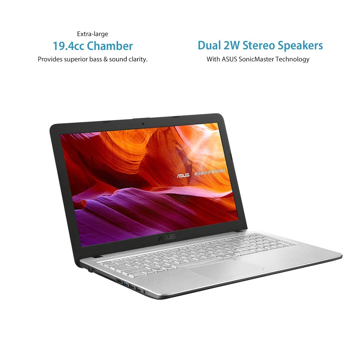 ASUS VIVOBOOK 15 INTEL CELERON N4020 DUAL CORE PROCESSOR 15.6 INCHES(39.6CM) HD LED LAPTOP (4GB RAM/256GB SSD/WINDOWS 10/UHD 600 GRAPHICS/1.9KG/TRANSPARENT SILVER, X543MA-GQ1358T)
